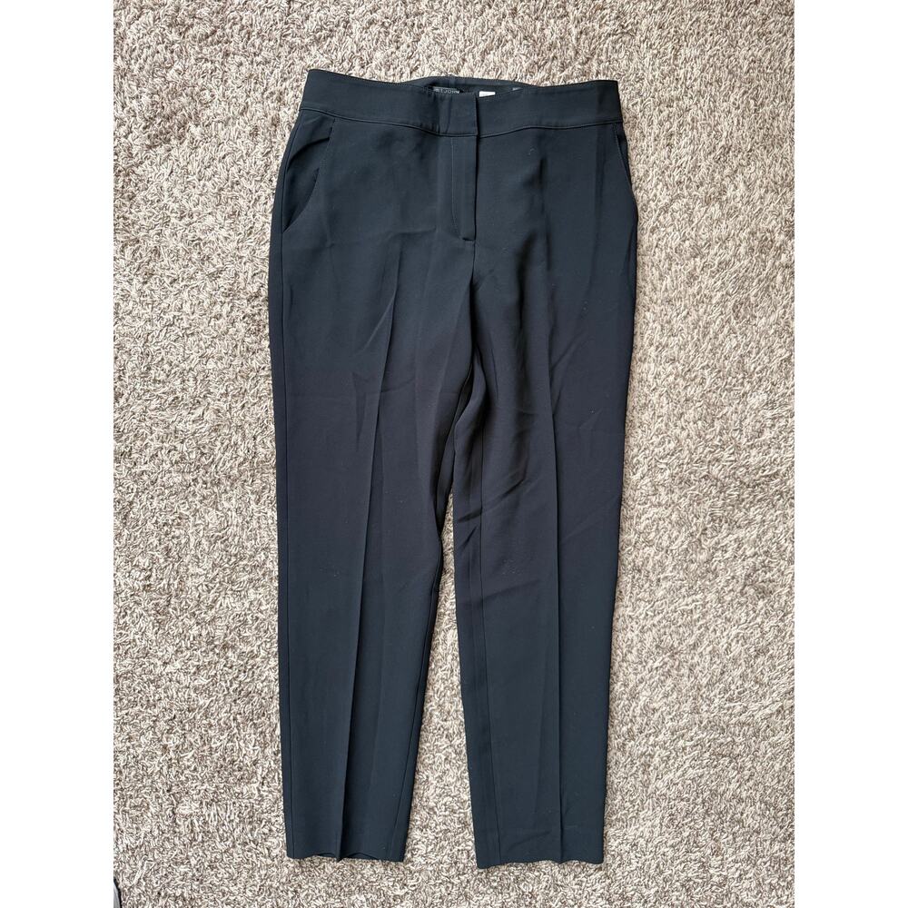 St John Caviar Emma Ankle Pants Size 6 Black Trousers Designer Business Career